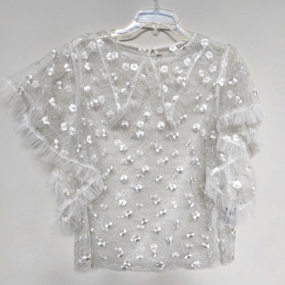N by Nancy Beautiful White Sheer Top Size Large NWNT.